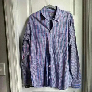 Peter Millar Men's blue, pink and white Summer Comfort l/s shirt Large L golf